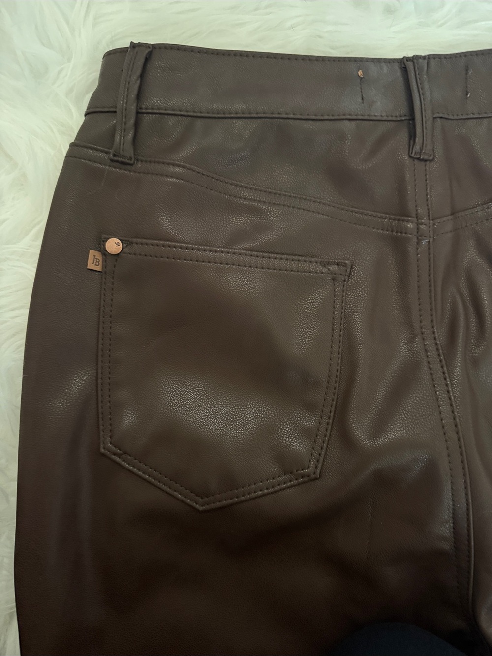Judy Blue Brown Faux Leather Wide Leg Pants Size 9/29 High Rise Vegan Leather - Picture 5 of 13